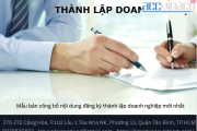 Mẫu bản công bố nội dung đăng ký thành lập doanh nghiệp mới nhất