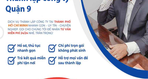 Bảng báo giá thành lập công ty/ doanh nghiệp Quận 9 tại Tphcm và Toàn Quốc