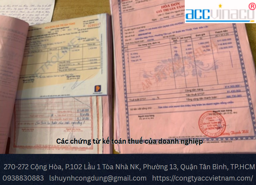 Các chứng từ kế toán thuế của doanh nghiệp