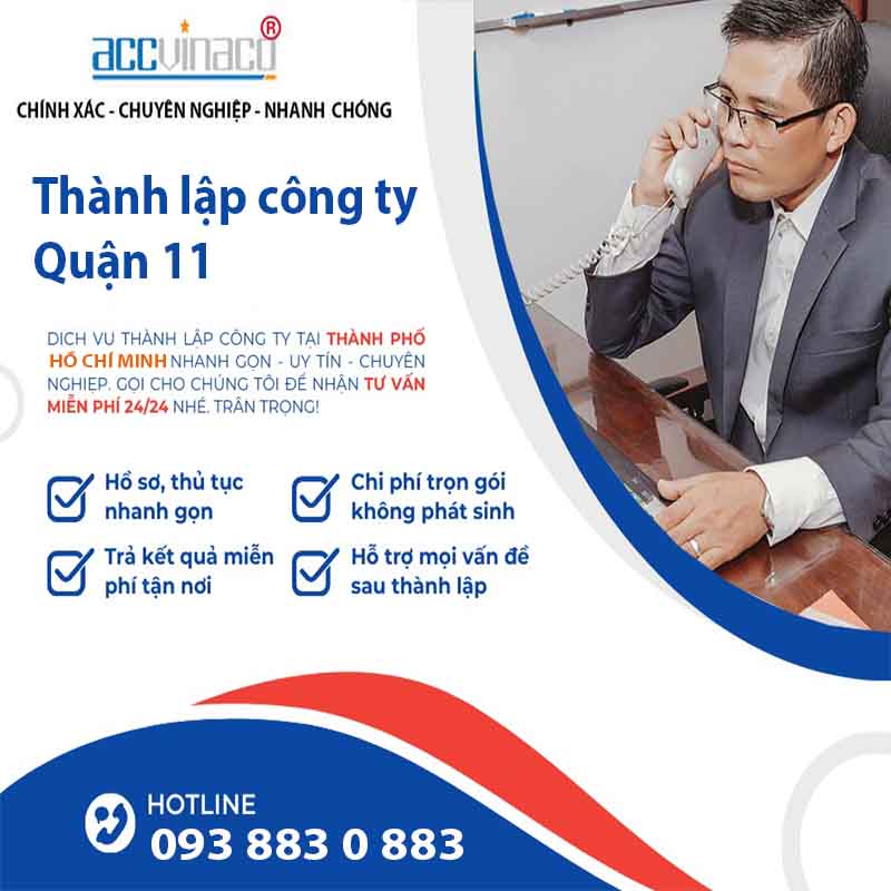 Dịch vụ thành lập công ty trọn gói tại Quận 11